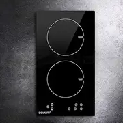 Devanti Induction Cooktop, Ceramic Glass Portable Cookware Cooker Super Powerful Electric Stove Plate Home Kitchen Appliance, With 2 Cooking Zones Touch Control Panel Black