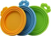 Yardwe 3Pcs Silicone Pet Can Lids Durable Dog and Cat Food Can Covers Orange Blue and Green for Keeping Pet Food Fresh and Sealed