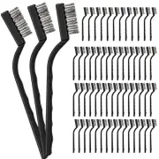60 Pcs Mini Wire Brush Set Stainless Steel Wire Bristle Scratch Brush Small Meta