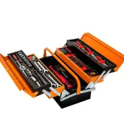 NNEMB 118pc Metal Cantilever Tool Kit Box Set with Cordless Screwdriver-Black &