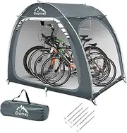 Outdoor Bike Storage Shed Tent, Large Bicycle Cover for 4 Bikes Double Doors Portable Motorcycle Tent with Spare Pole Rain Strip PU4000 Waterproof Silver Coated Oxford Cover, Foldable Bicycle Shelter