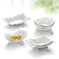 在飛比找樂天市場購物網優惠-高檔A5仿瓷餐具創意涼菜盤湯盤白色沙拉盤子花邊盤火鍋密胺配菜