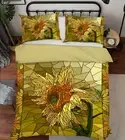 3D Retro Sunflower NAO3137 Bed Pillowcases Quilt Duvet Cover Set Queen King Fay