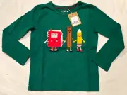 Mini Boden Applique School Shirt Pencil Green NWT New 6-7