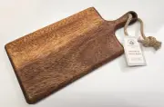 NEW Smith & Callahan Acacia Wood Cheese Bread Charcuterie Board Twine Loop 11"