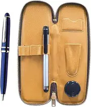 S-ALST-SA2002BP-L Zipper Compact Pen Case, Metal Touch Stick Silver and Midnight Rotating Ballpoint Pen Set, Blue