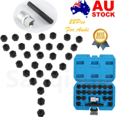 22Pcs Wheel Anti-Theft Lock Lug Nut For Audi Bolt Nut Key Removal Tool Set AU