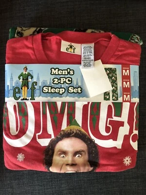 Mens Christmas Elf The Movie Pajamas Fleece Pants Tshirt Will Farrell Medium New