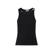 [Jean Paul Gaultier] Jean Paul Gaultier-Black Piercing Detail Cotton Top-Donna XS STAND