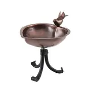 Achla Designs Heart Shaped Tripod Stand Birdbath Antique Copper Black