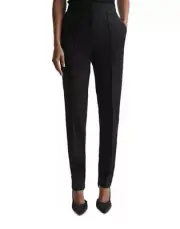 Reiss Sofia Black Tux Tapered Pants Women US Size 4 Pockets Pleated NWT