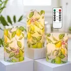 Crystal Club Lemon Flameless Candles Timer Set 3 BatteryOperated Spring Theme LE