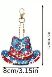 5D Diamond Keychain - Patriotic Hat