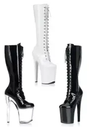 Pleaser Sexy Dominatrix Extreme 8'' Spiked Heel Knee High Lace-Up Boots