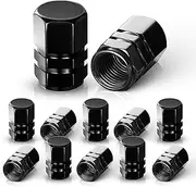 Car Tire Valve Stem Caps, 12Pcs Tire Stem Valve Caps,Wheel Aluminum Valve Covers Car Dustproof Tire Cap, Universal for Cars, SUVs, Bike, Trucks and Motorcycles（Black）