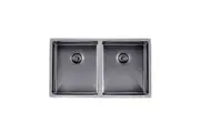 AGUZZO Stainless Steel Kitchen Sink - 820mm Double Bowl - Gunmetal Grey - Top/Under Mount