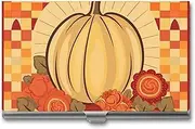 [VFMKT] Slim Metal Business Card Holder Portable Business Card Case Pocket Name Card Holder Pumpkin Classical Pattern Wallet for Men Women Office Travel, style, One Size