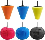 6 PCS Buffing Sponge Pads,Sponge Polishing Cone,Car Foam Drill Polishing Pad Kit,Buffing Pads,for Vehicle Wheel Hub Cleaning Care Waxing, Universal Car Accessories