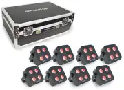 Rockville MINI IR4 CHARGE PACKAGE BLACK 8 DJ Par Wash Up Lights+Case+App Control