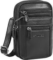 [STILORD] Tamo' 4-in-1 Men's Small Leather Bag – Shoulder Strap, Chest, Carabiner & Belt Bag, Multifunctional Genuine Leather Men's Handbag with Removable Strap for Mobile Phone