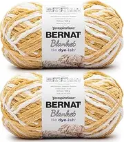 [Bernat] Blanket Tie Dye-Ish Golden Rays Yarn - 2 Pack of 10.5oz/300g - Polyester - #6 Super Bulky - 220 Yards - Knitting, Crocheting, Crafts & Amigurumi, Chunky Chenille Yarn
