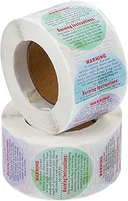 OHPHCALL 2 Rolls Candle Warning Stickers of Adhesive Wax Melting Labels for Candle Jars Printed Safety Decals for Surfaces Easy Peel Stick