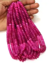 Beautiful Hot Pink shaded Chalcedony smooth rondelle Shape Beads, 7-8mm Hot pink