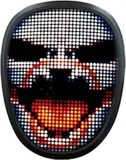 Rechargeable LED Face Transforming Mask, Programmable Face Mask with Gesture face Sensor, DIY Halloween Mask, for Christmas Cosplay Party