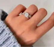 1.50 Ct Round Natural Moissonite Diamond Proposal Ring14K solid white gold