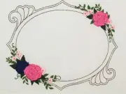 Roses frame Embroidered quilt label Ornate frame personalized message included