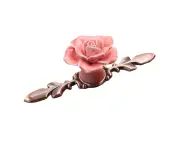 Rose Ceramic Alloy Base Door Knob Drawer Cupboard Wardrobe Furniture Pull Handle #5