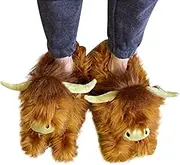 Highland Cow Slippers,Cute Soft Plush Scottish Cow Slippers for Home - Keep Warm Animal Slippers for Indoor, Outdoor Generic
