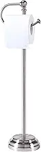SunnyPoint Classic Bathroom Free Standing Toilet Tissue Paper Roll Holder Stand Chrome Brush Finish