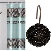 Mainstays Fabric Dimitri Shower Curtain W/ 12 set Hand Crafted hooks