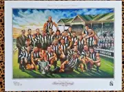 COLLINGWOOD MAGPIES TEAM OF THE CENTURY POSTER NUMBERED + SIGNED ORIGINAL