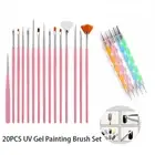 20pcs Nail Art Brushes Design Set Dotting Painting Drawing Polish Pen Tools Kit