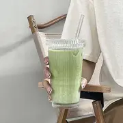Drinking Glass / Drinking Straw / Lid / Set Set of 3 - Drinking Glass & Lid & Straw - Transparent - One Size