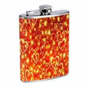Heart Red Light Em1 Flask 8oz Stainless Steel Hip Drinking Whiskey