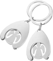 FUNNETOYU 2pcs Metal Trolley Coin Holder Keychain Lightweight Shopping Cart Token Pendant for Key Ring Decor for Daily Use and