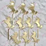 10 x Unicorn Cupcake Gold Mirror Acrylic Brithday Cake Topper