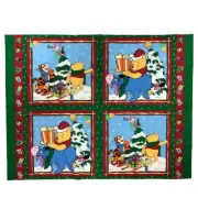 Winnie The Pooh Tigger Eeyore Piglet Christmas Pillow Panel Quilt Blocks Fabric