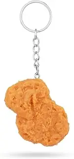[lasuroa] Realistic Chicken Nuggets Key Chain, Creative Imitation food Keychain Fun Cute Fried Chicken Nugget Key Ring for Suitcases Handbag Purse Keys Accessories, Orange