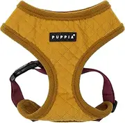 [Puppia] Irvin Dog Harness Over-The-Head Warm Winter Diamond Pattern Adjustable Chest for Small and Medium Dog, Mustard, Large