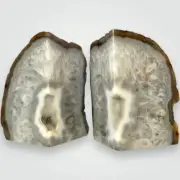 Agate Bookends Crystal Geode Center Natural Stone Book End Bookshelf Decor (DJ)