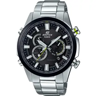 【CASIO 卡西歐】EDIFICE 經典太陽能電波三眼腕錶 EQW-T640YDB-1A 44mm 現代鐘錶