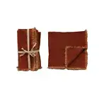Linen Blend Napkins with Fringe Trim, Set of 4