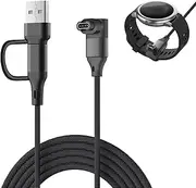 Cable for Garmin Charger Cable, Power Adapt for Garmin Watch Charger, Cable for Garmin Vivoactive 5, 2-in-1 USB + Type C Charger Wire for Garm in Watch Fenix 8 E 7 6 6X 6S Solar, Forerunner