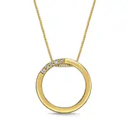 Natural Diamond Accent Circle Pendant in Sterling Silver with 18K Gold Plate
