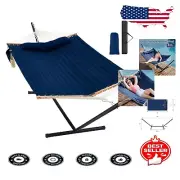 Comfortable Two-Person Hammock with Curved Stand - Ideal for Outdoor Enjoyment