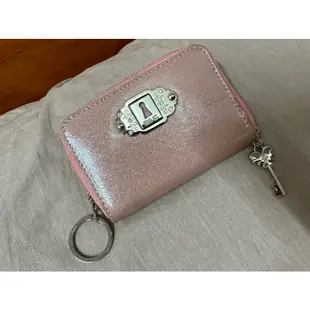Anna Sui 安娜蘇 專櫃款 漆皮亮面 鮭魚粉 皮夾 零錢包 鑰匙包 小皮夾 短夾